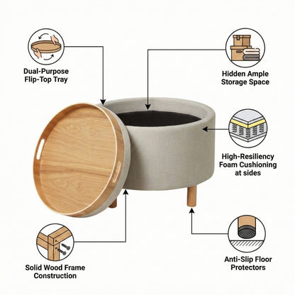 Ashtin 2-in-1 Round Storage Ottoman