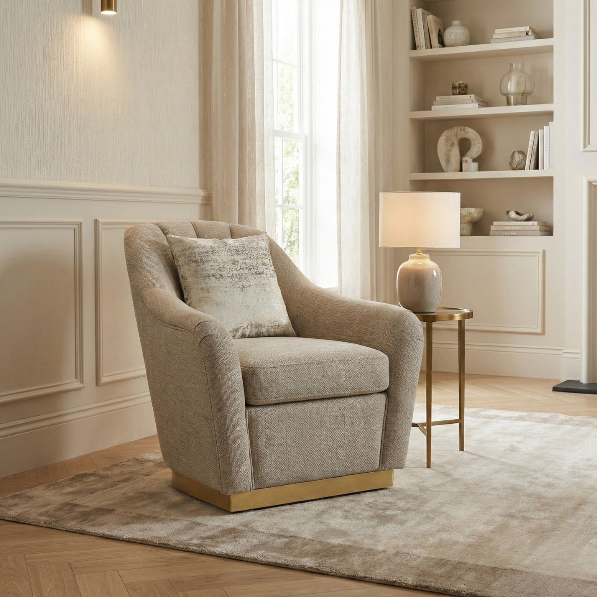 Sherpa Woven Fabric Arm Chair