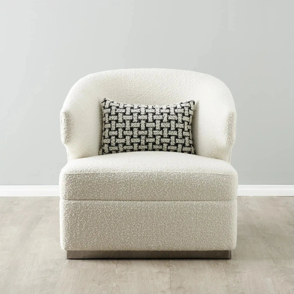 Argo Swivel Chair - Cream and Charcoal Boucle