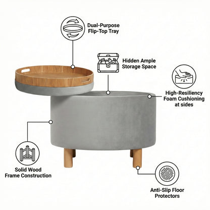 Ashtin 2-in-1 Round Storage Ottoman