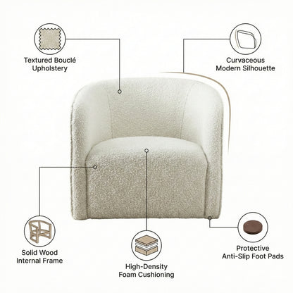 Andy Cream Bouclé Arm Chair
