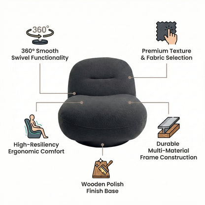 Otis Swivel 360° Luxury Accent Chair - Mid-Century Modern Bouclé Lounge Chair | Kingsman Furnitures India