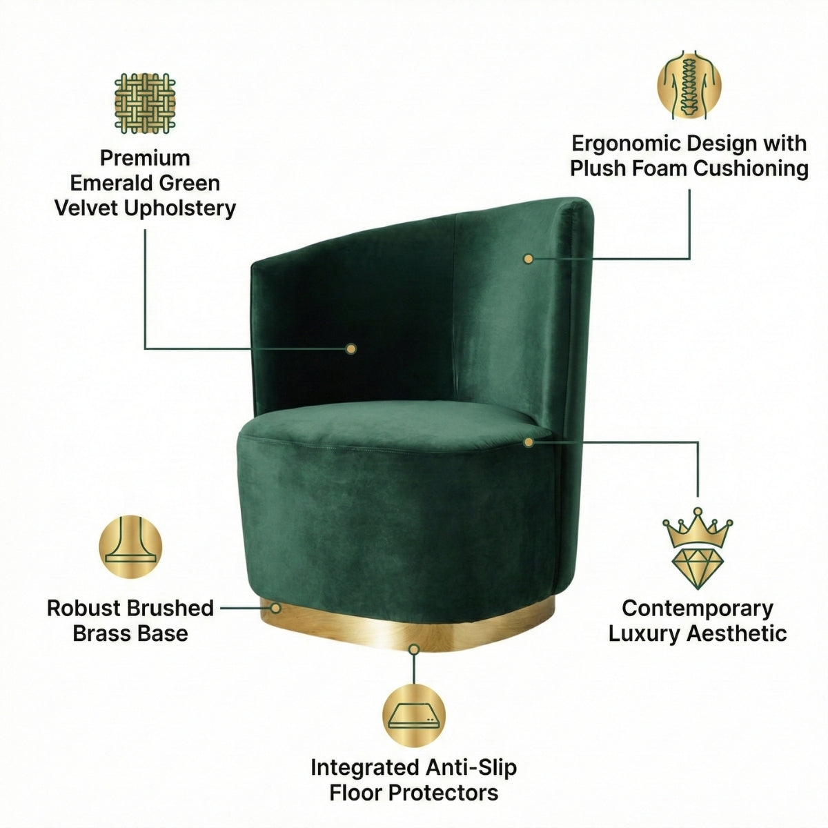 Reina Dresser Green Velvet