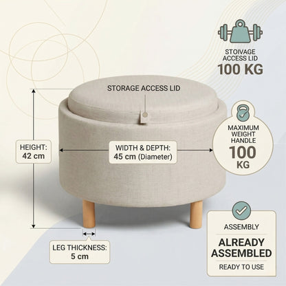 Ashtin 2-in-1 Round Storage Ottoman