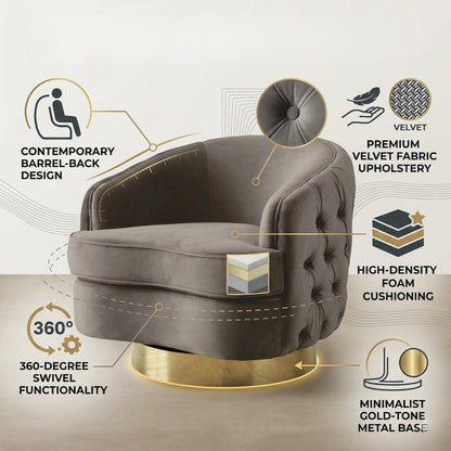 Gray armchair with features highlighted on a white background