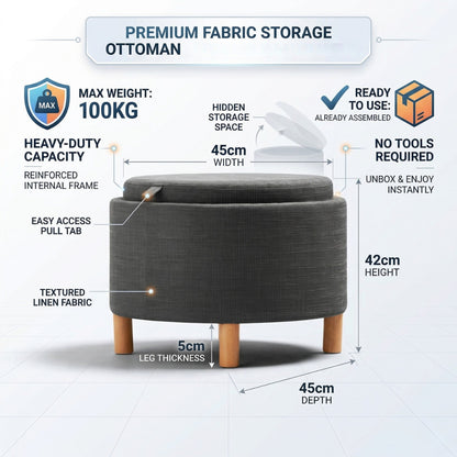 Ashtin 2-in-1 Round Storage Ottoman
