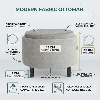 Ashtin 2-in-1 Round Storage Ottoman