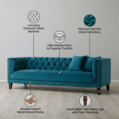 Vogue Tufted 3-Seater Sofa