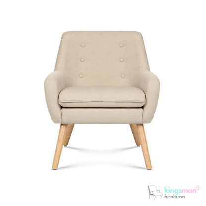 Acme Armchair - Contemporary Jute Fabric Chair with Solid Ash Wood Legs, 14cm Cushioned Seat, and Anti-Slip Protectors Kingsman Furnitures