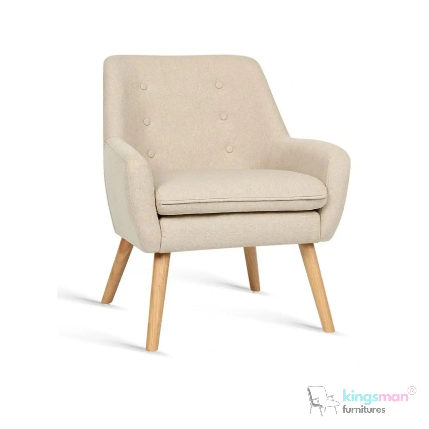 Acme Armchair - Contemporary Jute Fabric Chair with Solid Ash Wood Legs, 14cm Cushioned Seat, and Anti-Slip Protectors Kingsman Furnitures