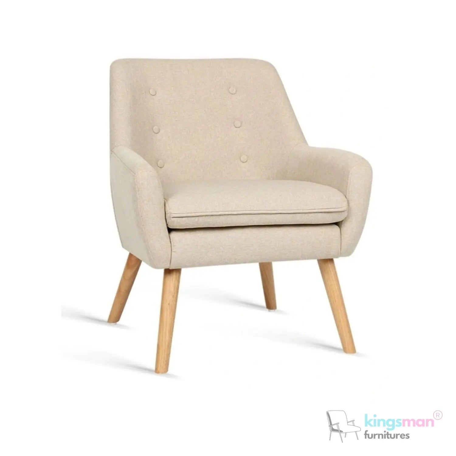 Acme Armchair - Contemporary Jute Fabric Chair with Solid Ash Wood Legs, 14cm Cushioned Seat, and Anti-Slip Protectors Kingsman Furnitures