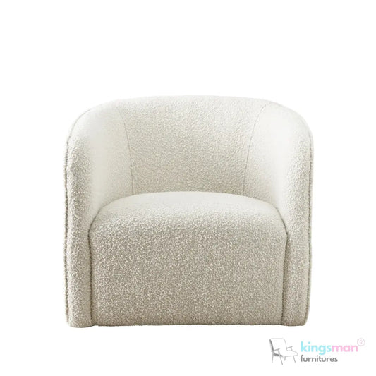 Andy Cream Bouclé Arm Chair – Contemporary Modern Design with Solid Wood Frame and Webbing Suspension Kingsman Furnitures