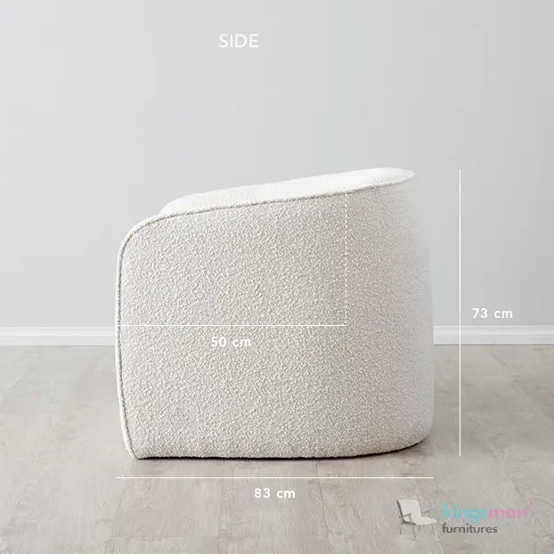 Andy Cream Bouclé Arm Chair – Contemporary Modern Design with Solid Wood Frame and Webbing Suspension Kingsman Furnitures