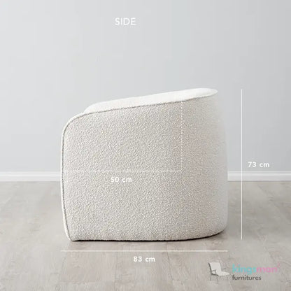 Andy Cream Bouclé Arm Chair – Contemporary Modern Design with Solid Wood Frame and Webbing Suspension Kingsman Furnitures