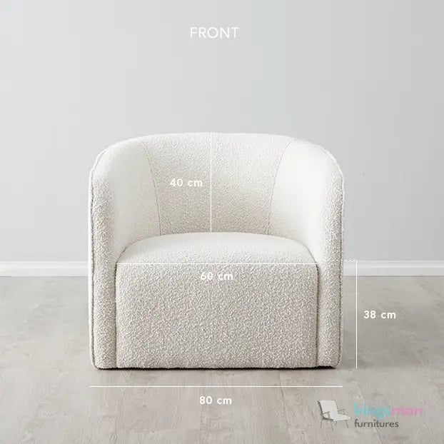 Andy Cream Bouclé Arm Chair – Contemporary Modern Design with Solid Wood Frame and Webbing Suspension Kingsman Furnitures