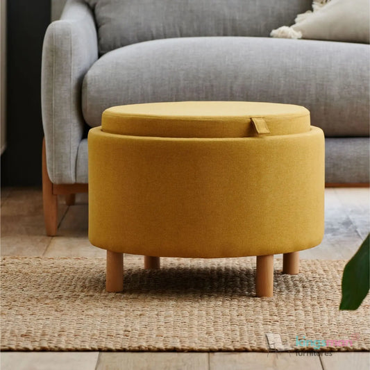 Ashtin Round Storage Sability - Multi-Functional Sability with Flip-Top Tray and Hidden Storage Kingsman Furnitures