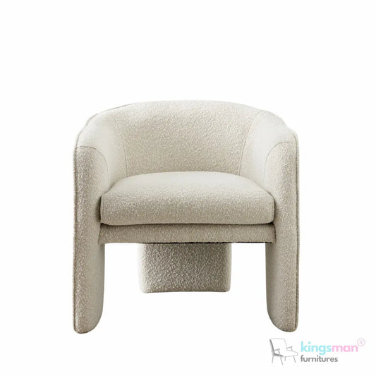Asther Cream Bouclé Armchair – Contemporary Design with Plush Comfort and Elegant Texture Kingsman Furnitures
