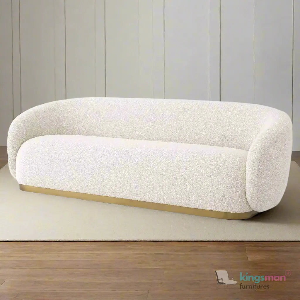 Brok 3-Seater Sofa – Brushed Brass Finish Base Luxury Comfort Kingsman Furnitures