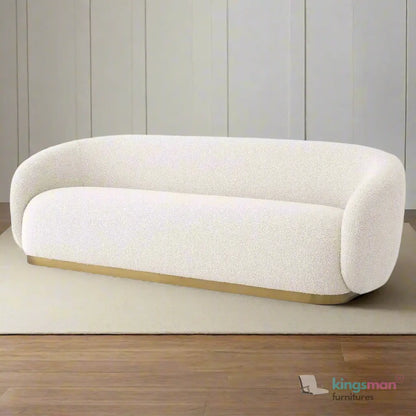 Brok 3-Seater Sofa – Brushed Brass Finish Base Luxury Comfort Kingsman Furnitures