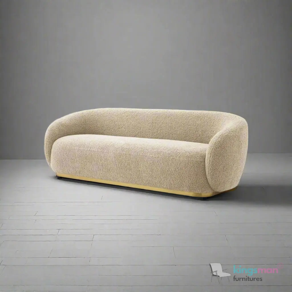 Brok 3-Seater Sofa – Brushed Brass Finish Base Luxury Comfort Kingsman Furnitures