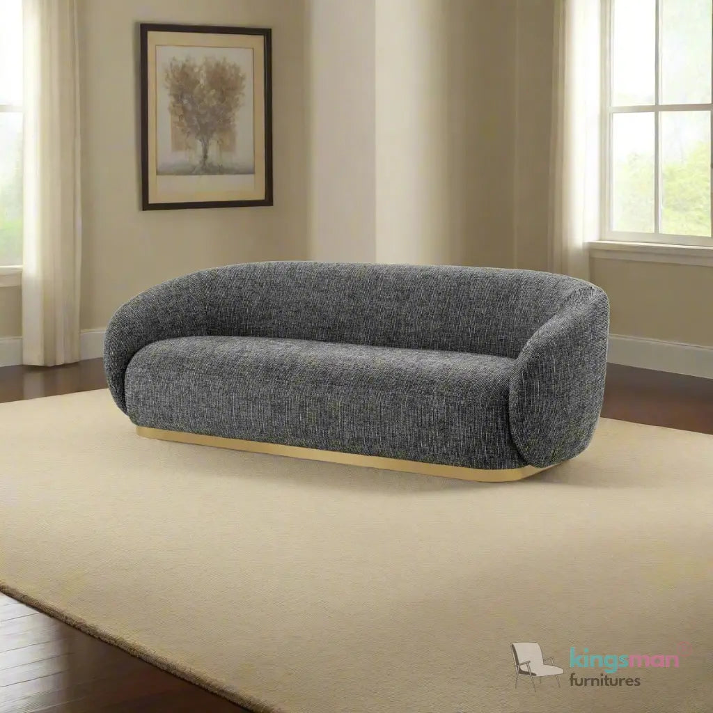 Brok 3-Seater Sofa – Brushed Brass Finish Base Luxury Comfort Kingsman Furnitures