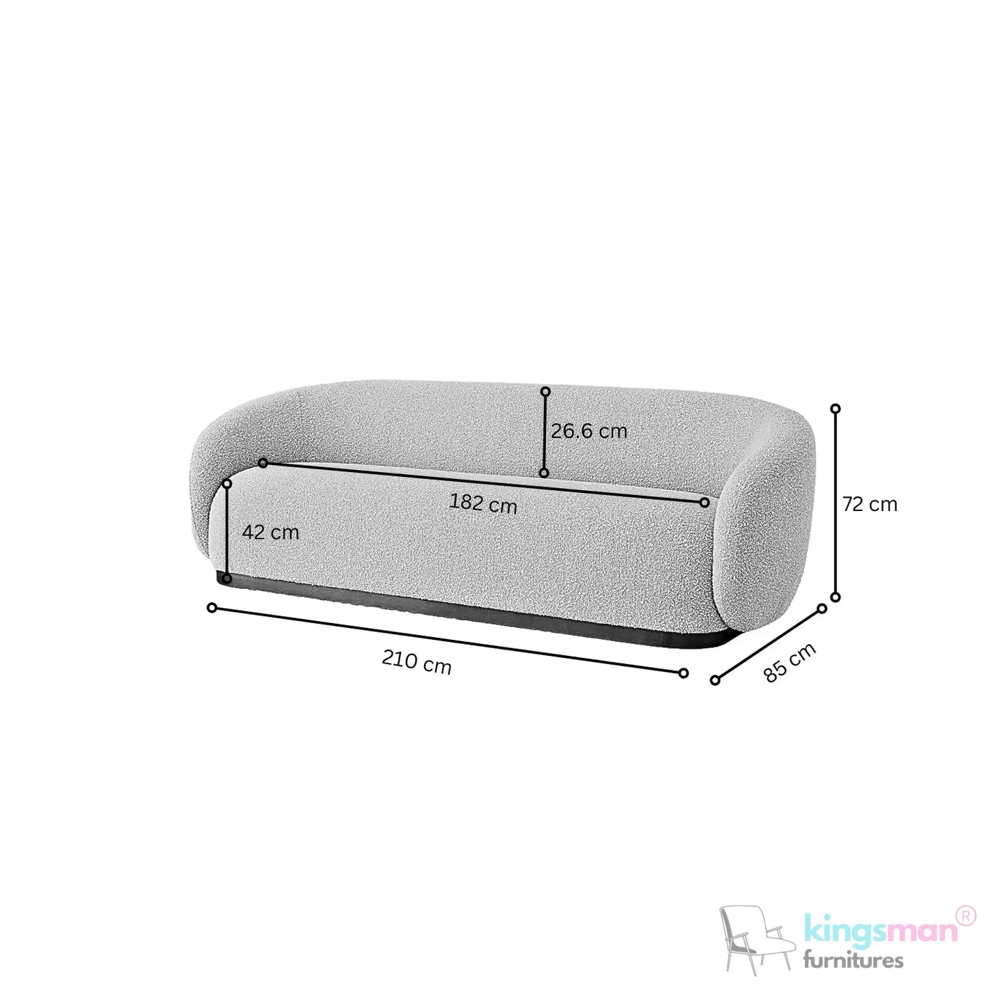 Brok 3-Seater Sofa – Brushed Brass Finish Base Luxury Comfort Kingsman Furnitures