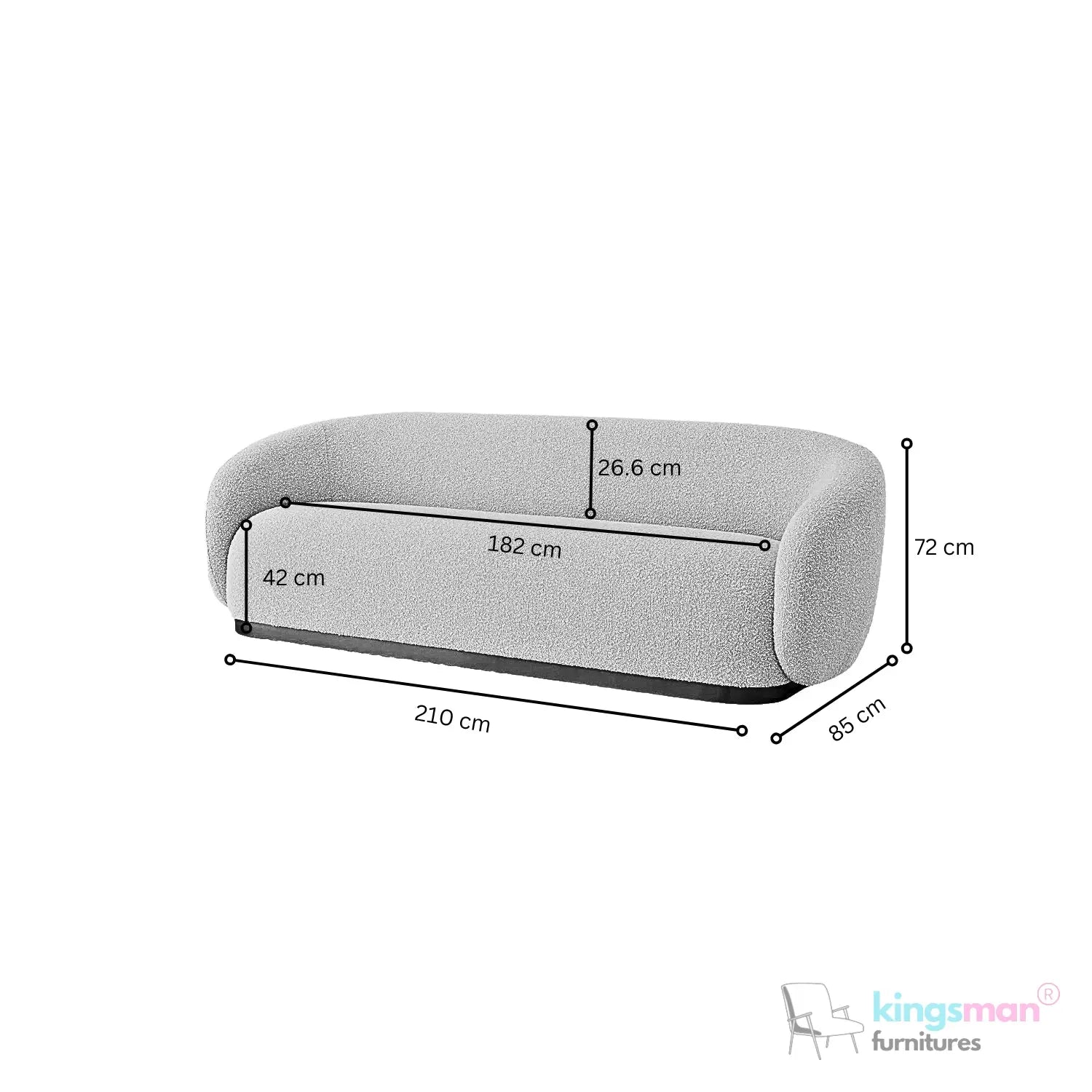 Brok 3-Seater Sofa – Brushed Brass Finish Base Luxury Comfort Kingsman Furnitures