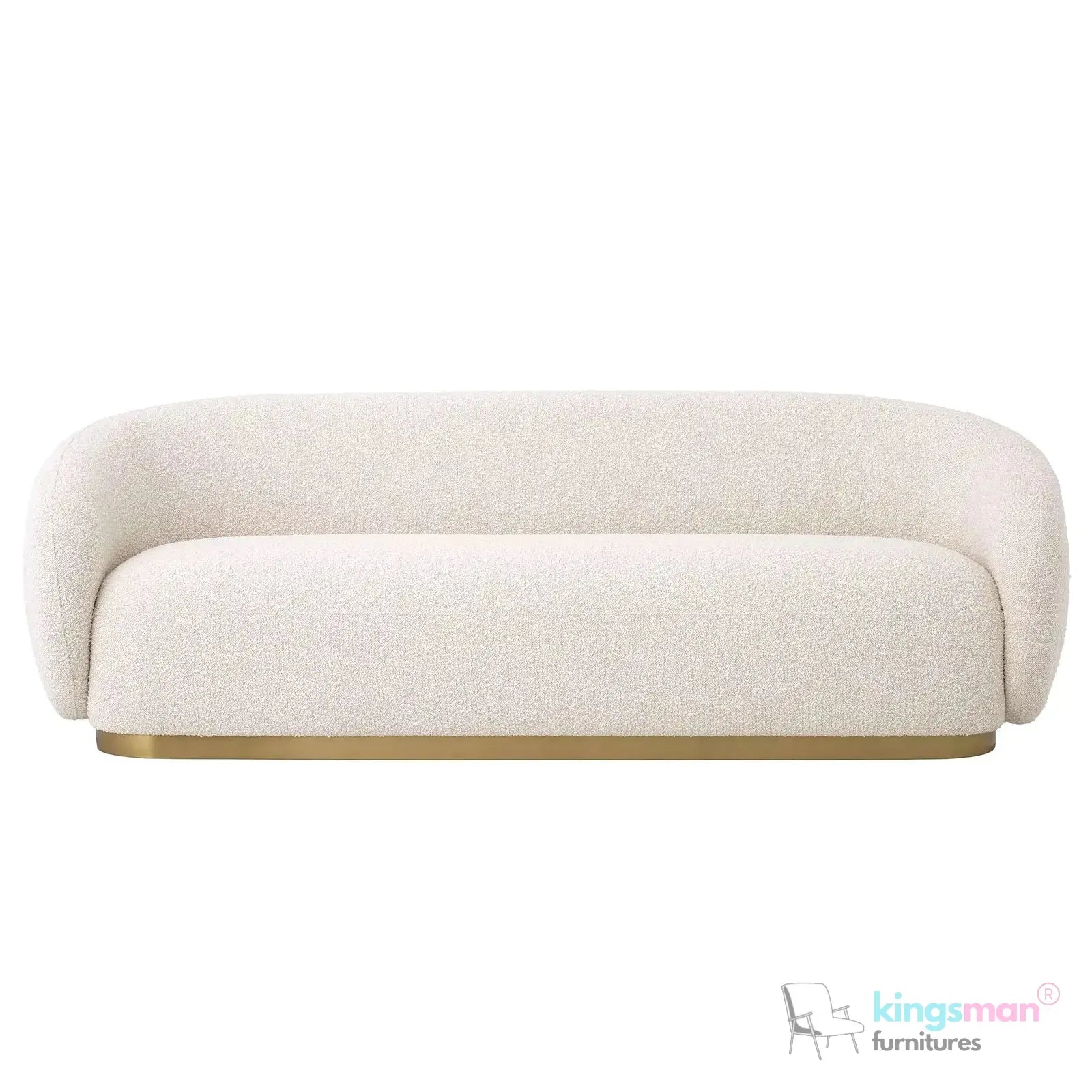Brok 3-Seater Sofa – Mid-Century Luxe with Bouclé Upholstery & Brushed Brass Base | Ultimate Comfort & Elegance Kingsman Furnitures