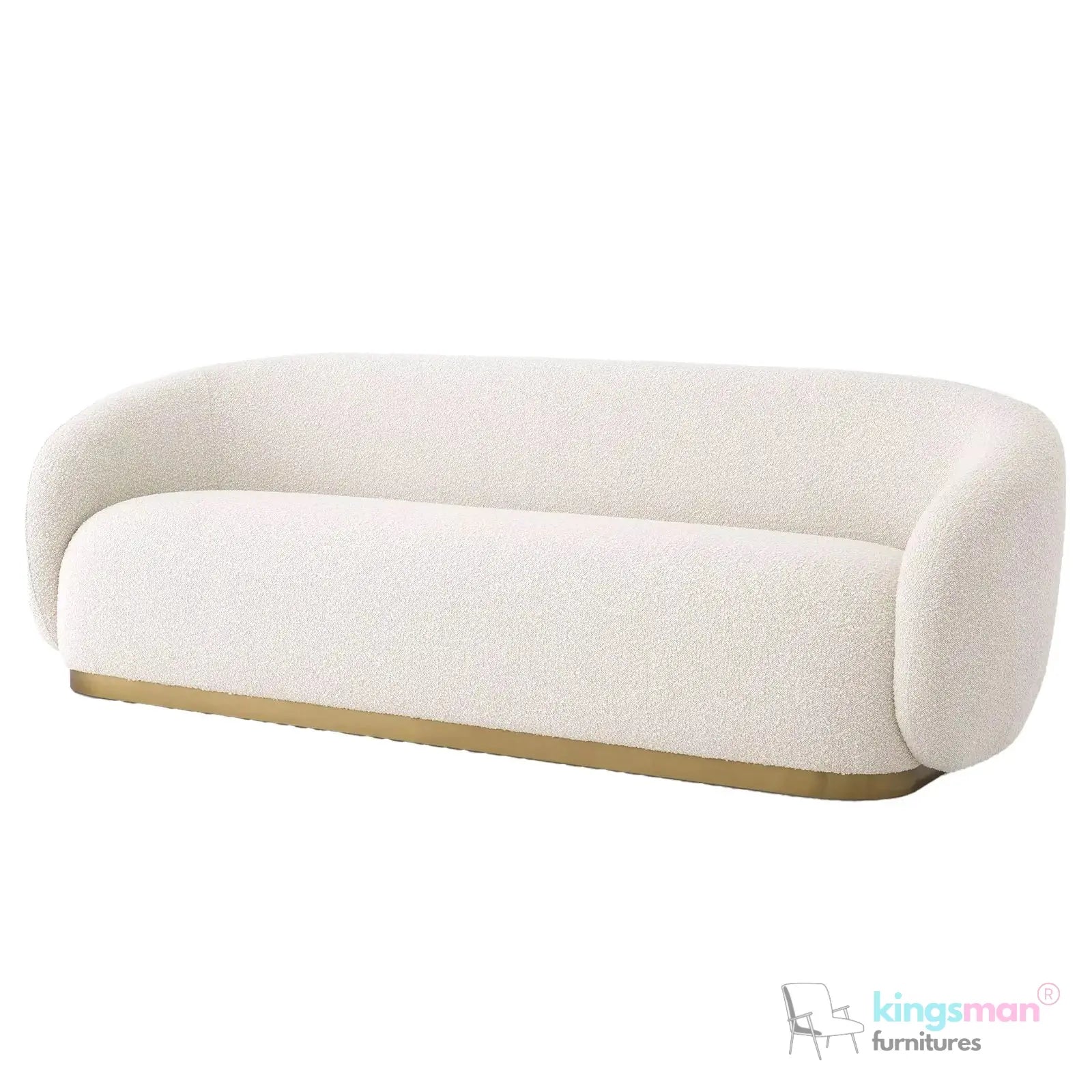 Brok 3-Seater Sofa – Mid-Century Luxe with Bouclé Upholstery & Brushed Brass Base | Ultimate Comfort & Elegance Kingsman Furnitures