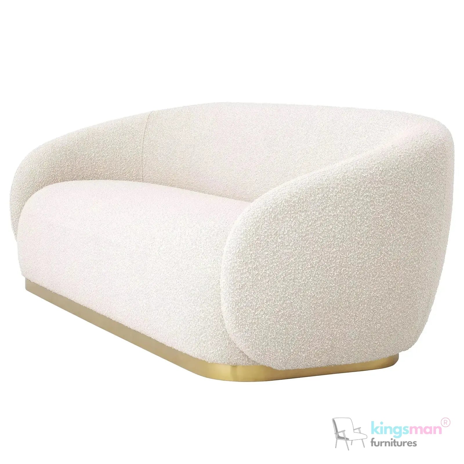 Brok 3-Seater Sofa – Mid-Century Luxe with Bouclé Upholstery & Brushed Brass Base | Ultimate Comfort & Elegance Kingsman Furnitures