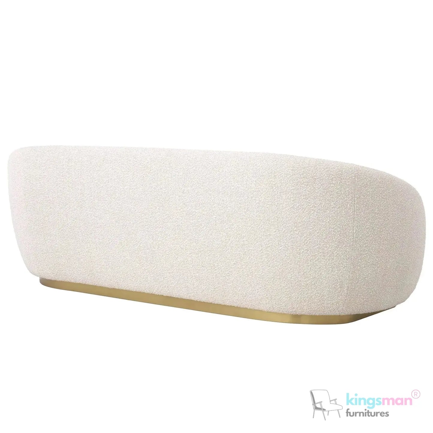 Brok 3-Seater Sofa – Mid-Century Luxe with Bouclé Upholstery & Brushed Brass Base | Ultimate Comfort & Elegance Kingsman Furnitures