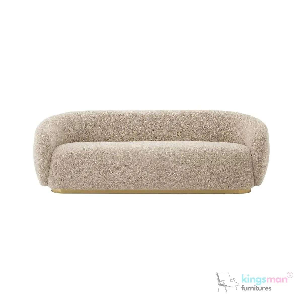 Brok 3-Seater Sofa – Mid-Century Luxe with Bouclé Upholstery & Brushed Brass Base | Ultimate Comfort & Elegance Kingsman Furnitures