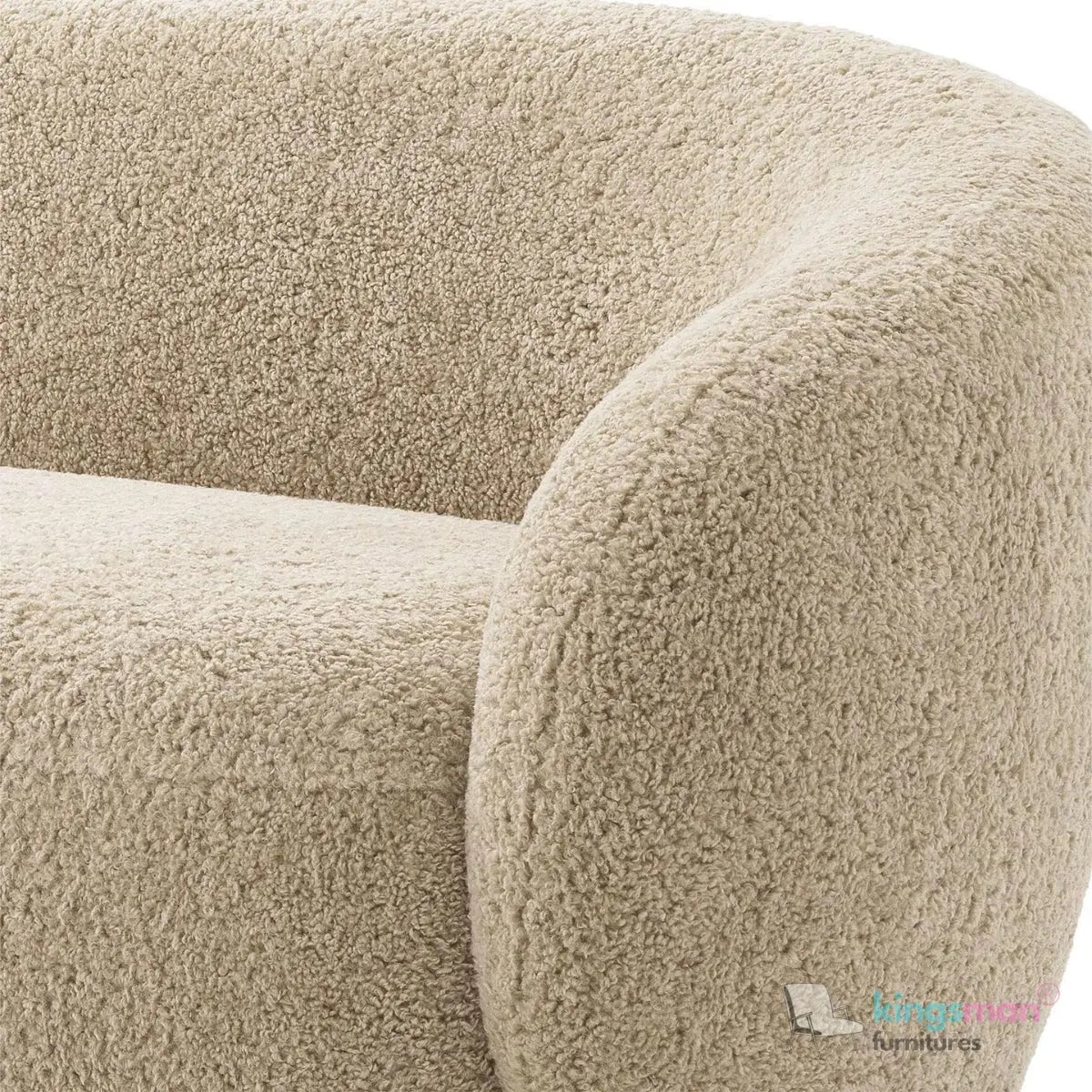 Brok 3-Seater Sofa – Mid-Century Luxe with Bouclé Upholstery & Brushed Brass Base | Ultimate Comfort & Elegance Kingsman Furnitures