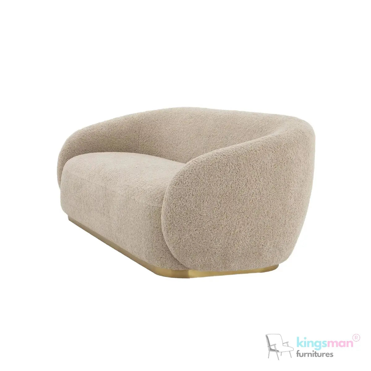 Brok 3-Seater Sofa – Mid-Century Luxe with Bouclé Upholstery & Brushed Brass Base | Ultimate Comfort & Elegance Kingsman Furnitures