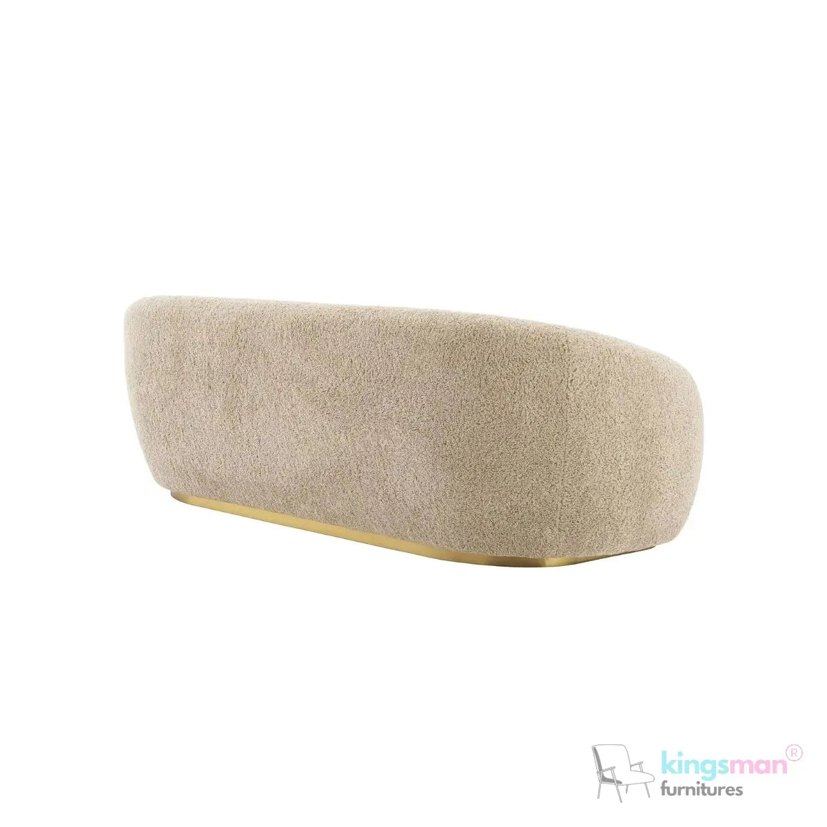 Brok 3-Seater Sofa – Mid-Century Luxe with Bouclé Upholstery & Brushed Brass Base | Ultimate Comfort & Elegance Kingsman Furnitures