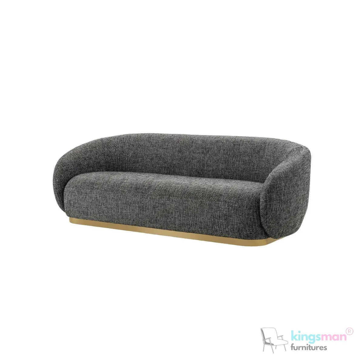 Brok 3-Seater Sofa – Mid-Century Luxe with Bouclé Upholstery & Brushed Brass Base | Ultimate Comfort & Elegance Kingsman Furnitures