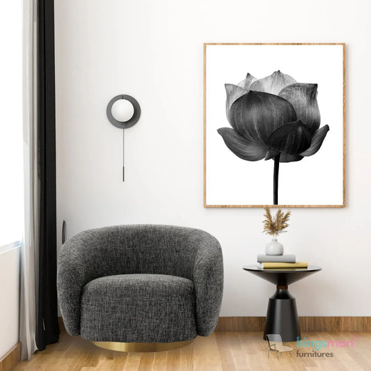 Brok 360° Swivel Chair - Ivory Boucle Fabric, Brass Base, Modern Elegant Design, Cozy Comfort Kingsman Furnitures