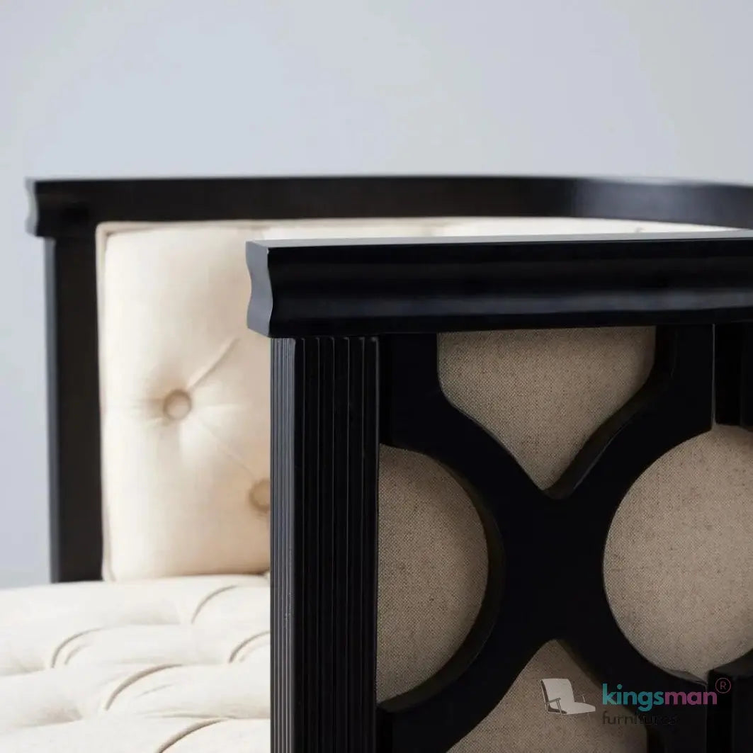 Coco Tufted Linen Armchair – Modern Concise Design with Teak Wood Frame and Plush Comfort Kingsman Furnitures