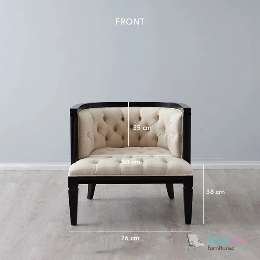 Coco Tufted Linen Armchair – Modern Concise Design with Teak Wood Frame and Plush Comfort Kingsman Furnitures