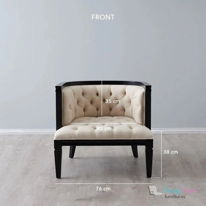Coco Tufted Linen Armchair – Modern Concise Design with Teak Wood Frame and Plush Comfort Kingsman Furnitures