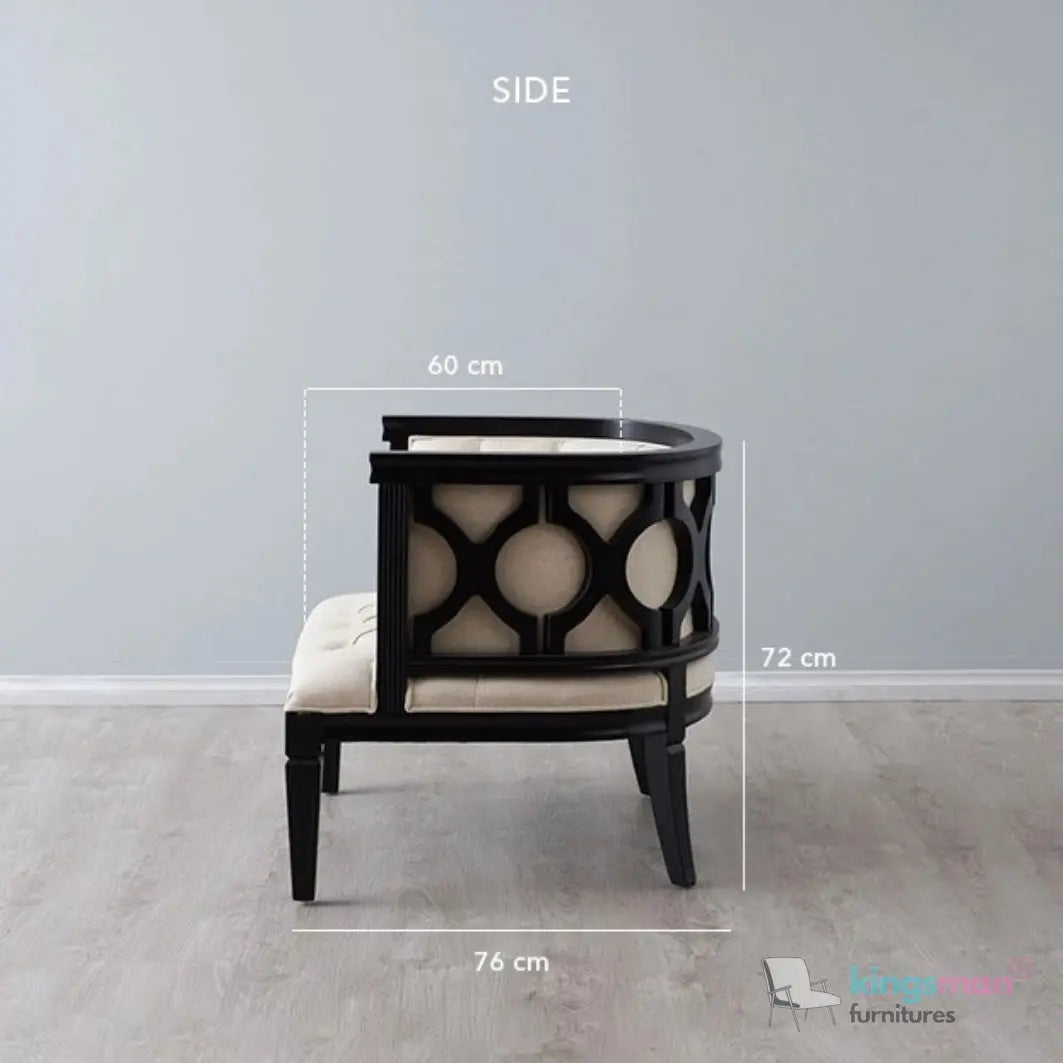 Coco Tufted Linen Armchair – Modern Concise Design with Teak Wood Frame and Plush Comfort Kingsman Furnitures