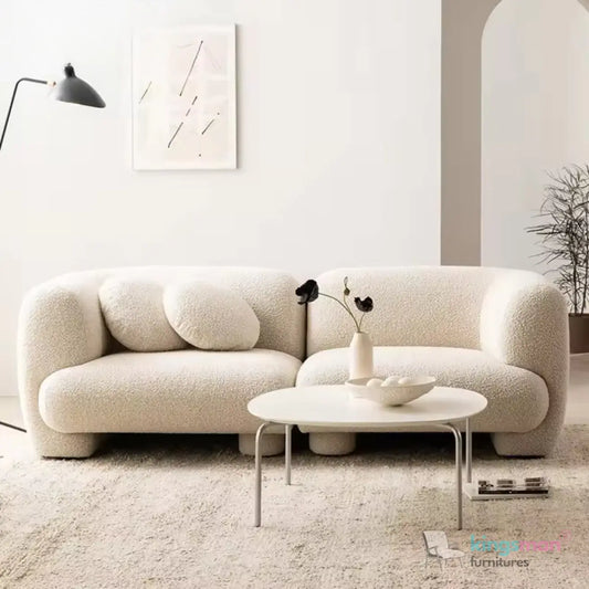 Curio Chesterfield Sectional Sofa - Contemporary Flannel Bouclé Sofa with Elegant Curves & High-Density Foam Kingsman Furnitures