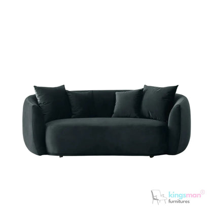 Everbe 2 Seater Sofa - Boucle & Velvet, Mid-Century Luxe, High-Resilience Foam, Meranti Wood Frame Kingsman Furnitures