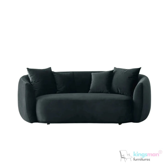 Everbe 2 Seater Sofa - Boucle & Velvet, Mid-Century Luxe, High-Resilience Foam, Meranti Wood Frame Kingsman Furnitures