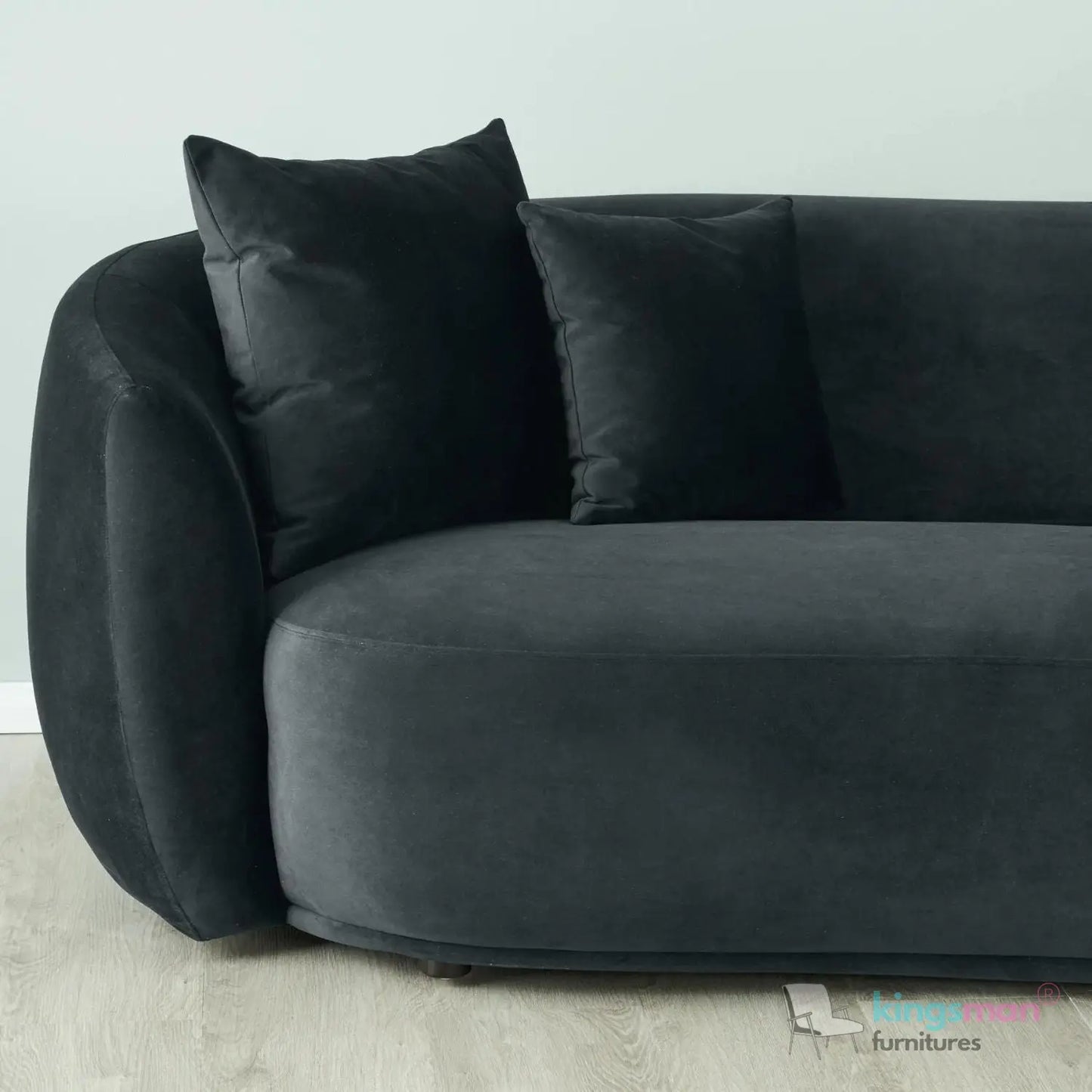 Everbe 2 Seater Sofa - Boucle & Velvet, Mid-Century Luxe, High-Resilience Foam, Meranti Wood Frame Kingsman Furnitures