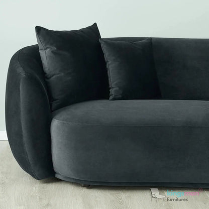 Everbe 2 Seater Sofa - Boucle & Velvet, Mid-Century Luxe, High-Resilience Foam, Meranti Wood Frame Kingsman Furnitures