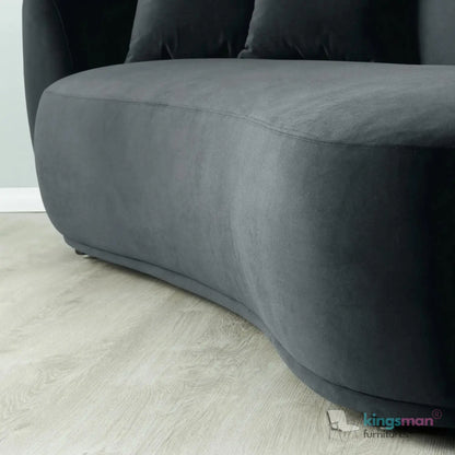 Everbe 2 Seater Sofa - Boucle & Velvet, Mid-Century Luxe, High-Resilience Foam, Meranti Wood Frame Kingsman Furnitures