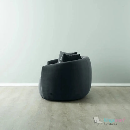 Everbe 2 Seater Sofa - Boucle & Velvet, Mid-Century Luxe, High-Resilience Foam, Meranti Wood Frame Kingsman Furnitures