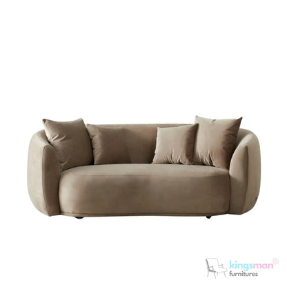 Everbe 2 Seater Sofa - Boucle & Velvet, Mid-Century Luxe, High-Resilience Foam, Meranti Wood Frame Kingsman Furnitures