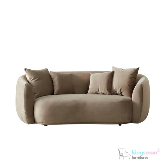 Everbe 2 Seater Sofa - Boucle & Velvet, Mid-Century Luxe, High-Resilience Foam, Meranti Wood Frame Kingsman Furnitures